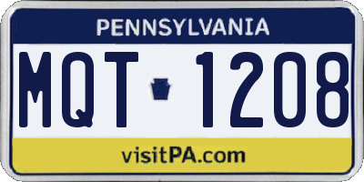 PA license plate MQT1208