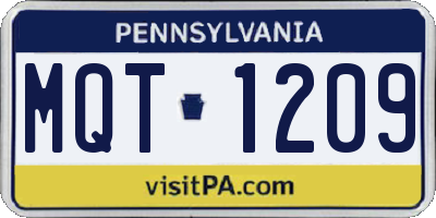 PA license plate MQT1209