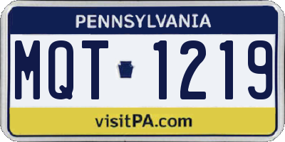 PA license plate MQT1219