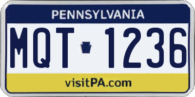 PA license plate MQT1236