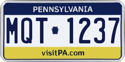 PA license plate MQT1237