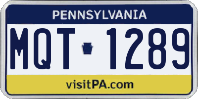 PA license plate MQT1289