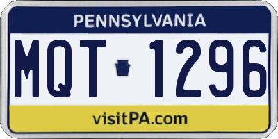 PA license plate MQT1296