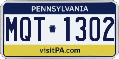 PA license plate MQT1302