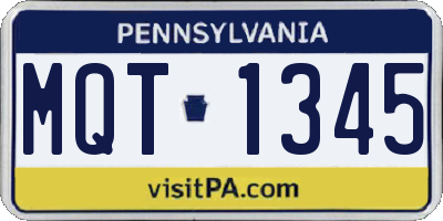 PA license plate MQT1345