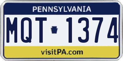 PA license plate MQT1374