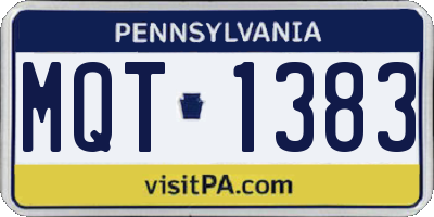 PA license plate MQT1383