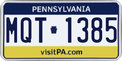 PA license plate MQT1385