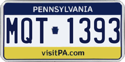 PA license plate MQT1393