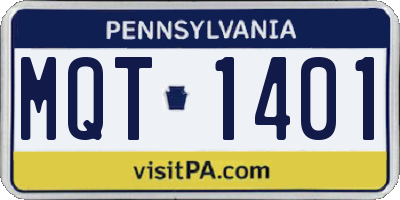 PA license plate MQT1401