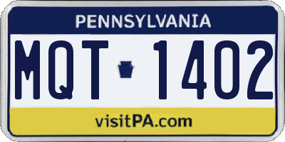 PA license plate MQT1402