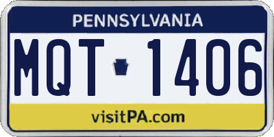 PA license plate MQT1406