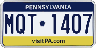 PA license plate MQT1407