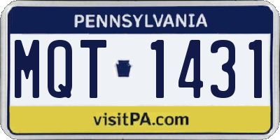 PA license plate MQT1431