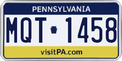 PA license plate MQT1458