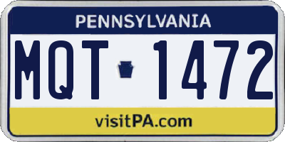 PA license plate MQT1472