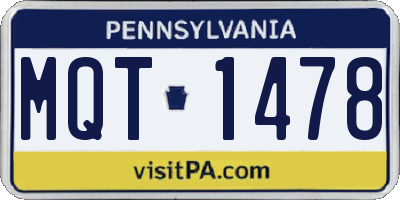 PA license plate MQT1478