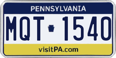 PA license plate MQT1540
