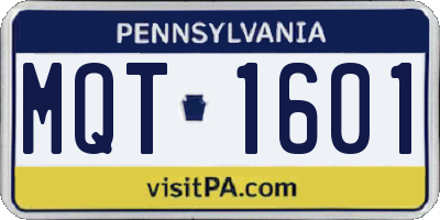 PA license plate MQT1601