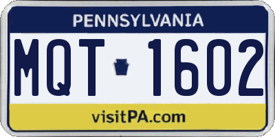 PA license plate MQT1602