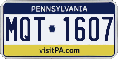 PA license plate MQT1607