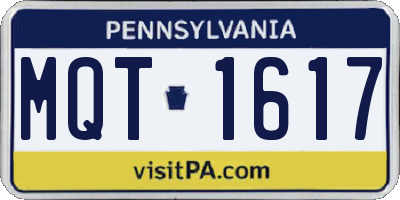 PA license plate MQT1617