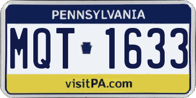 PA license plate MQT1633