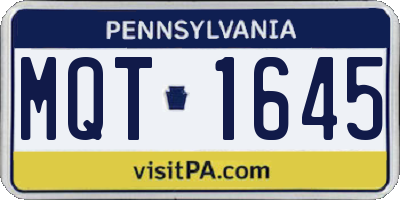PA license plate MQT1645