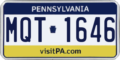 PA license plate MQT1646