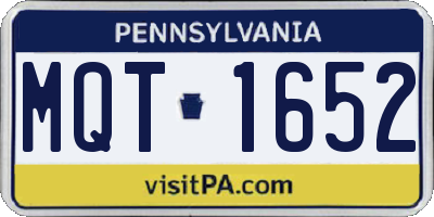 PA license plate MQT1652