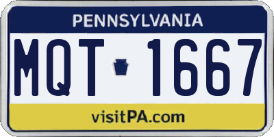 PA license plate MQT1667