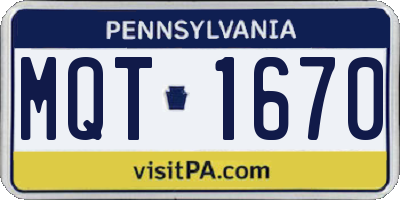PA license plate MQT1670