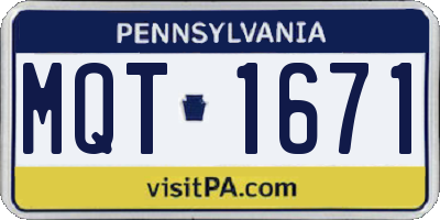 PA license plate MQT1671