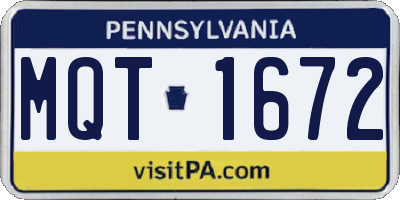 PA license plate MQT1672
