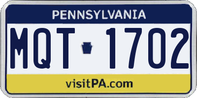 PA license plate MQT1702