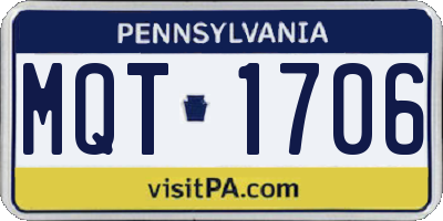 PA license plate MQT1706
