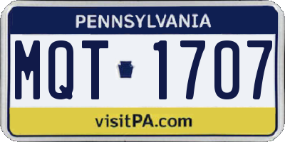 PA license plate MQT1707