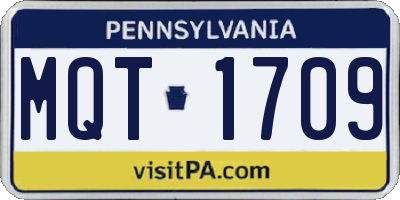 PA license plate MQT1709