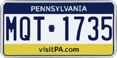 PA license plate MQT1735