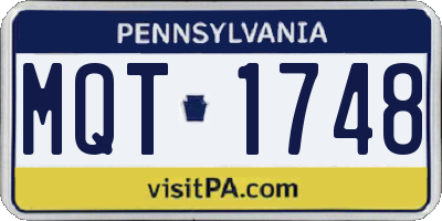 PA license plate MQT1748
