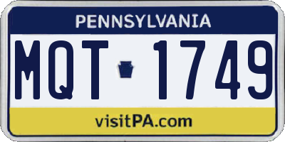 PA license plate MQT1749