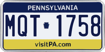 PA license plate MQT1758