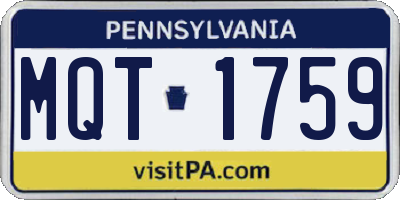 PA license plate MQT1759
