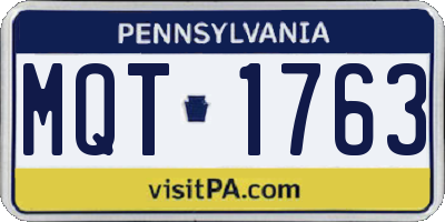 PA license plate MQT1763