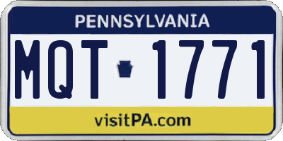 PA license plate MQT1771