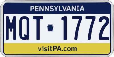 PA license plate MQT1772