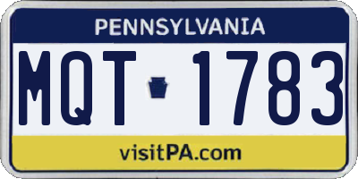PA license plate MQT1783