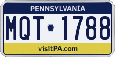 PA license plate MQT1788