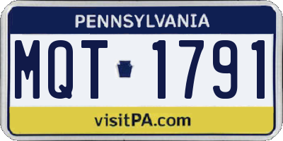 PA license plate MQT1791