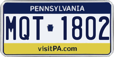 PA license plate MQT1802